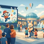 Originele animatie voor winkelcentrum die publiek trekt