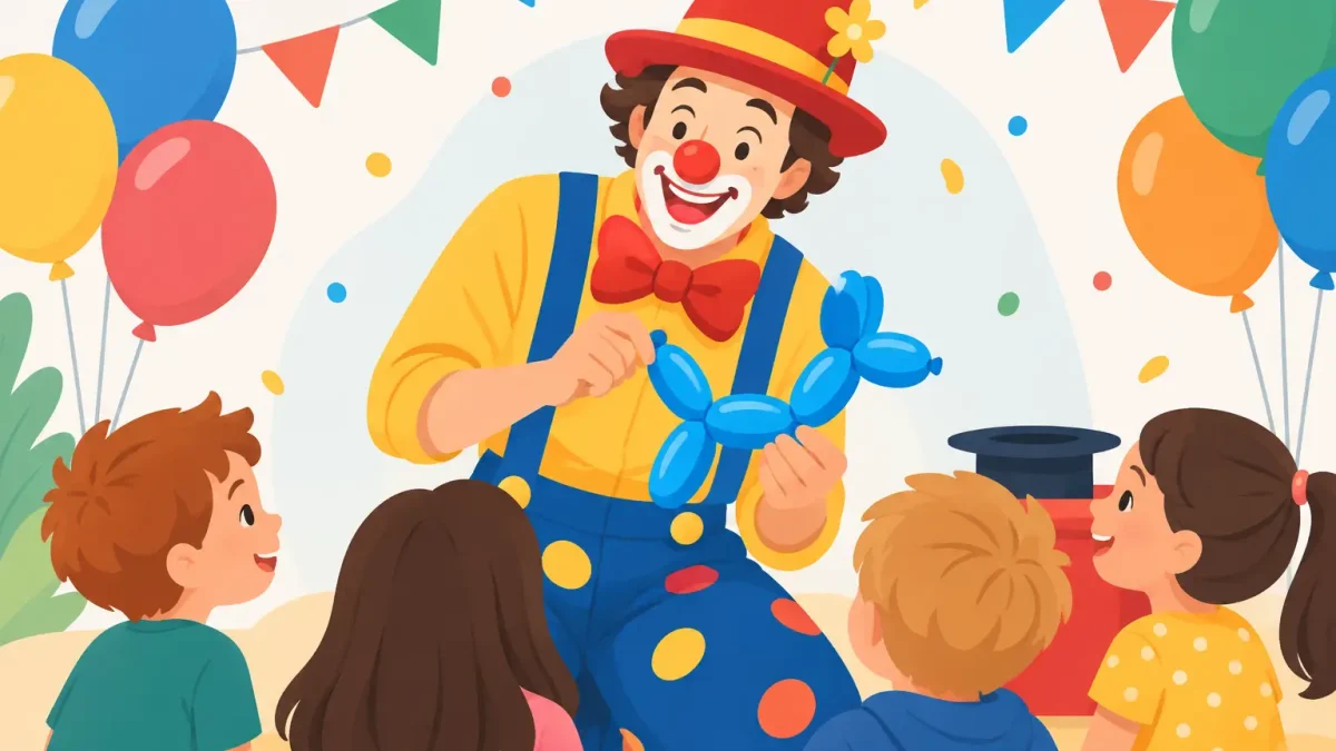 Clown Papa Chico boeken voor elk kinderfeest
